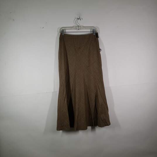 Womens Wool Plaid Flat Front Flared Hem Long A-Line Skirt Size 4 image number 2