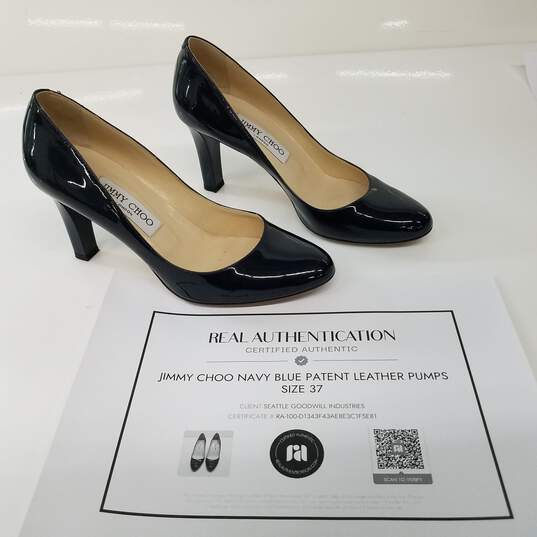 Jimmy Choo Navy Blue Patent Leather Pumps Women's Size 6.5 image number 1
