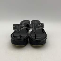 Coach Womens Jody A0326 Black Slip On Wedge Heel Platform Thong Sandals Size 8 B