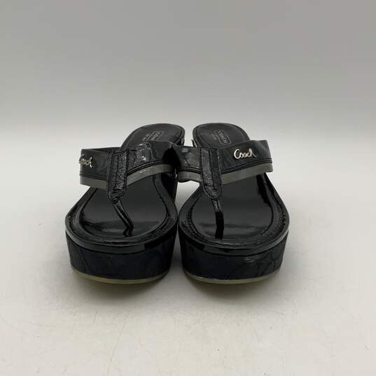 Coach Womens Jody A0326 Black Slip On Wedge Heel Platform Thong Sandals Size 8 B image number 1