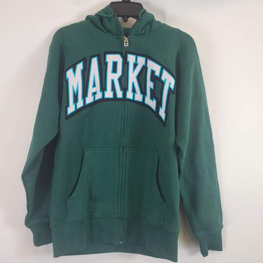 Ma®ket Unisex Green Graphic Zip Up S NWT image number 3