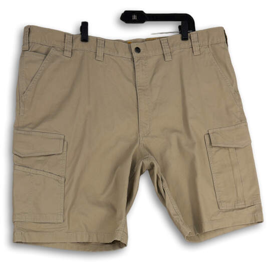 NWT Mens Tan Flat Front Relaxed Fit Stretch Cargo Shorts Size 46x11 image number 1