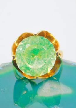 12K Gold Neon Green Spinel Scalloped Statement Ring 6.2g