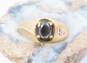 Vintage 10K Yellow Brushed & Polished Gold Star Sapphire Diamond Accent Ring 3.6g image number 1