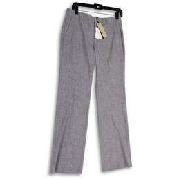NWT Womens Gray Flat Front Pockets Straight Leg Dress Pants Size 4