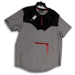 Mens Black Grey Short Sleeve Kangaroo Pockets Pullover T-Shirt Size 4X