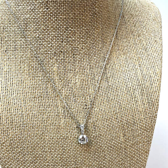 Designer Swarovski Silver-Tone Crystal Stone Lobster Clasp Pendant Necklace image number 1