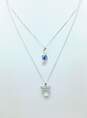 Sterling Silver Blue & White Sapphire Clear CZ Contemporary Jewelry 12.2g image number 2