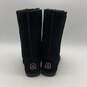 Womens Black Suede Round Toe Pull On Lined Snow Boots Size 10 image number 4