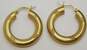 14K Yellow Gold Etched Puffy Hoop Earrings 4.6g image number 1