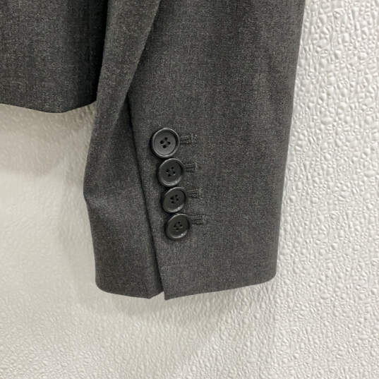 Womens Gray Peak Lapel Long Sleeve Single Breasted One Button Suit Jacket Size 6 image number 3