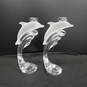 2pc Set of Lenox Full Lead Crystal Dolphin Candlesticks image number 1