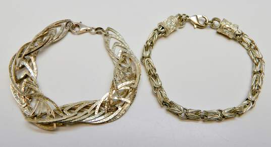 Artisan 925 Byzantine Bali Style & Textured Interlocking Ellipse Chain Bracelets Variety 35.1g image number 1