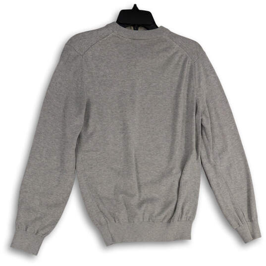 Mens Gray V-Neck Long Sleeve Classic Fit Pullover Sweater Size Small image number 2