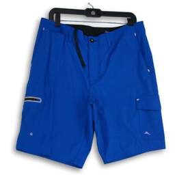 NWT Mens Blue Flat Front Slash Pocket Classic Fit Bermuda Shorts Size 33