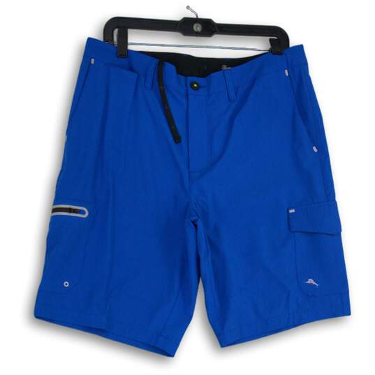 NWT Mens Blue Flat Front Slash Pocket Classic Fit Bermuda Shorts Size 33 image number 1