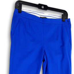 Womens Blue Slash Pocket Flat Front Straight Leg Side Zip Ankle Pants Sz 4