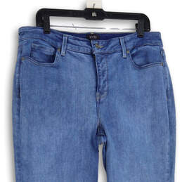 Womens Blue Denim Medium Wash 5-Pocket Design Straight Leg Jeans Size 16