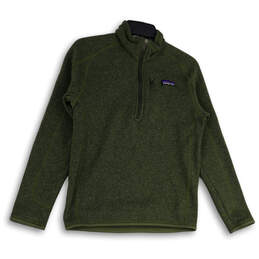 Womens Green Mock Neck Long Sleeve 1/4 Zip Pullover Sweater Size XS