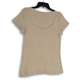 Womens Beige Stretch Scoop Neck Short Sleeve Pullover T-Shirt Size Large alternative image