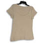Womens Beige Stretch Scoop Neck Short Sleeve Pullover T-Shirt Size Large image number 2