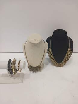 Bundle of Assorted Black and Gold Toned Jewelry