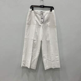 NWT Womens White Flat Front Slash Pockets Straight Leg Dress Pants Size 6