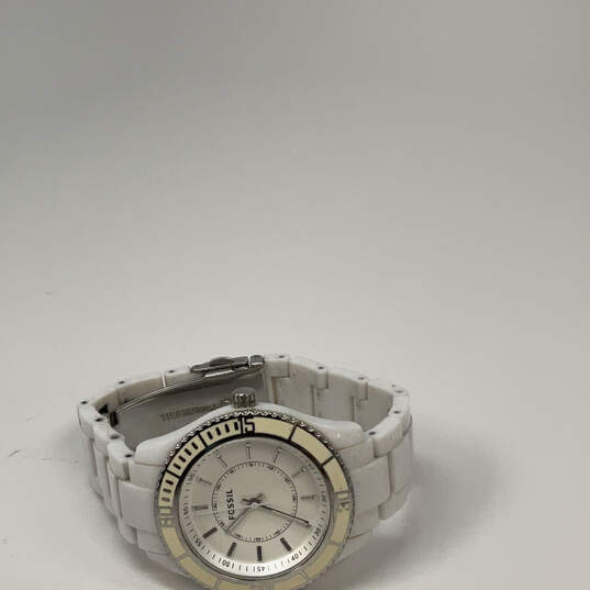 Designer Fossil ES-2442 Stainless Steel white Round Dial Analog Wristwatch image number 3