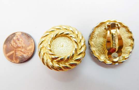 Vintage Givenchy Goldtone Cable Rope Textured Circle Clip On Earrings image number 5