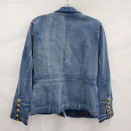 Niki Lund WM's Wash Stretch Button Blue Denim & Gold Button Jean Jacket Size S alternative image