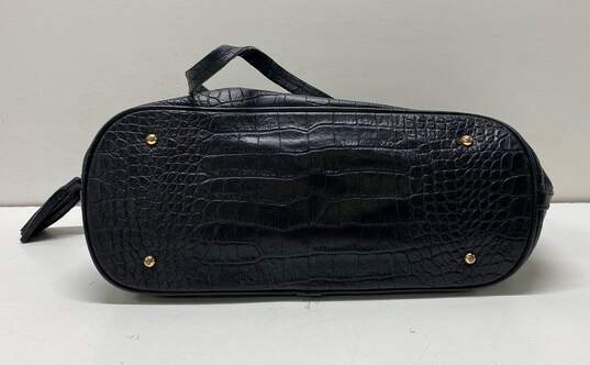 Dooney & Bourke Black Leather Croc Embossed Tote Bag image number 5