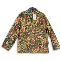 NWT Mens Multicolor Camouflage Button Front Military Jacket Size 58