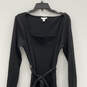 Womens Black Long Sleeve Ribbed Belted Side Slit Bodycon Dress Size 12 image number 3