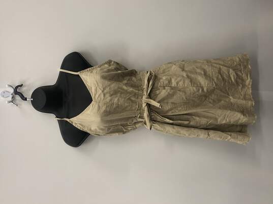 Women's NWT Beige Spaghetti Strap Front Knot Belted Dress image number 1