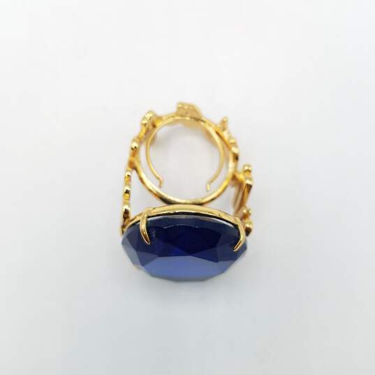 Kate Spade - New York Gold Tone Faceted Blue Stone Oval Statement Ring Sz 5 1/2 20.9g image number 5