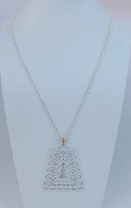 Vintage Crown Trifari Scrolled White Pendant Necklace 43.1g alternative image
