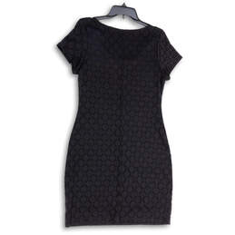 Womens Black Short Sleeve Round Neck Lace Overlay Sheath Dress Size Small alternative image