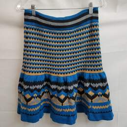 Anthropologie Girls from Savoy Blue Geometric Mesa Sweater Skirt Small