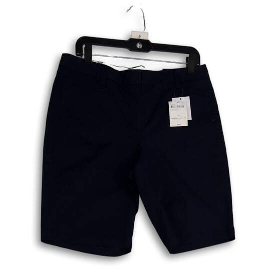 NWT Womens Blue Flat Front Welt Pocket Bermuda Shorts Size 10 image number 1
