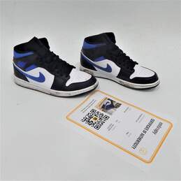 Jordan 1 Mid White Black Racer Blue Men's Shoes Size 10.5