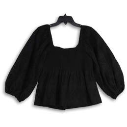 NWT Womens Black Long Sleeve Twisted Front Pullover Blouse Top Size Medium alternative image
