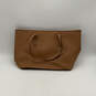 Womens Brown Leather Logo Charm Inner Pockets Tote Bag Purse Size Large image number 2