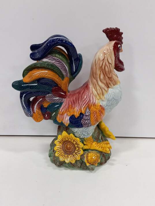 Multicolor Ceramic Rooster Decorative Figurine image number 2