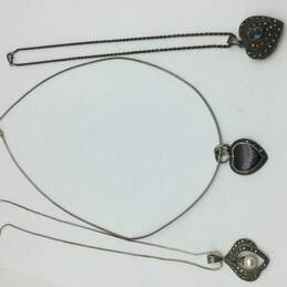 Sterling Silver Marcasite FW Pearl Onyx Inlay Blue Semi Necklace Bundle 3pcs 25.5g