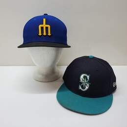 Lot of 2 Seattle Mariners + Trident Logo Fitted Hat