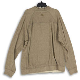 Mens Tan Reversible Mock Neck 1/4 Zip Long Sleeve Pullover Sweatshirt Sz XL alternative image