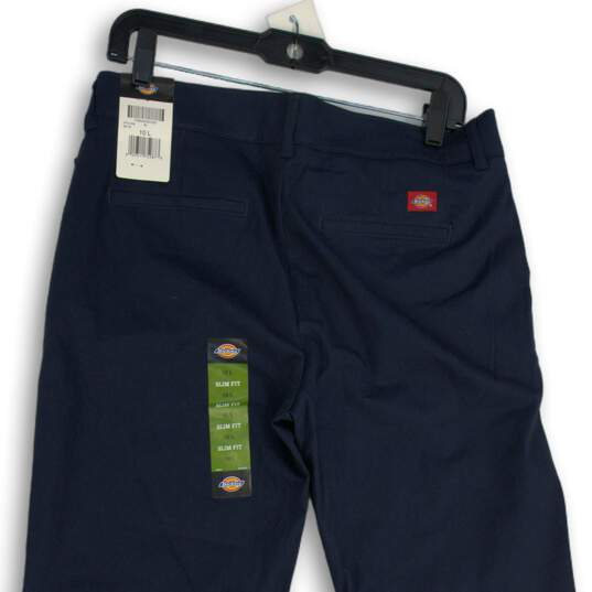 NWT Dickies Womens Navy Blue Twill Flex Slim-Fit Bootcut Leg Chino Pants 10L image number 4