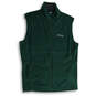 Mens Green Fleece Sleeveless Mock Neck Full-Zip Vest Size Small image number 1