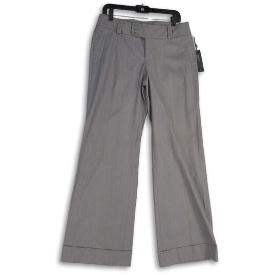 NWT Women's Gray Flat Front Slash Pocket Wide-Leg Dress Pants Size 10 image number 1