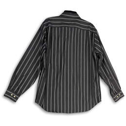 Mens Black White Striped Long Sleeve Collared Fit Button-Up Shirt Size L alternative image
